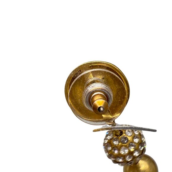 Gold & Rhinestone Long Drop Earrings - Picture 5 of 5